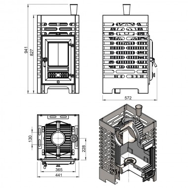 Печь-каменка ASTON «Шторм» без выносного тоннеля (жаропрочный чугун)