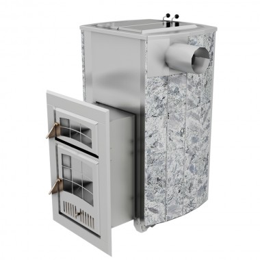 Печь Чародейка М Русский пар в облицовке из натурального камня Змеевик до 20 м³