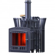 Чугунная банная печь Авангард ЗК 24 (П2) Ураган в сетке Тюльпан