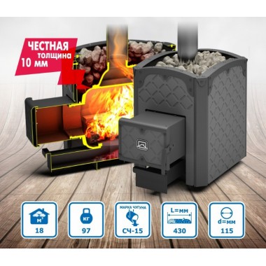 Чугунная банная печь Теплодар Былина-12 Ч