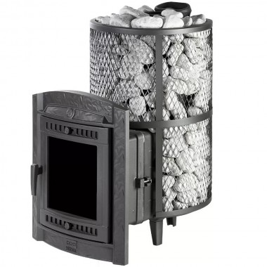 Чугунная банная печь «Атмосфера XL» с сеткой для камней из нержавеющей стали до 32 м³