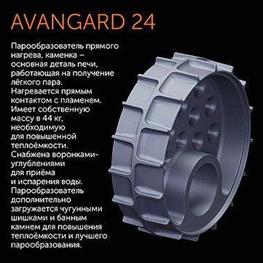 Чугунная банная печь Авангард 24 (М) в круглой сетке