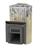 Печь для финской сауны Мини облицовка - Жадеит + Мрамор Сильвия Оро - Обрамление Металл - Телескоп