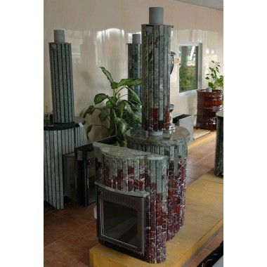 Печь для бани Оптима облицовка - Жадеит + Мрамор Сильвия Оро Экран