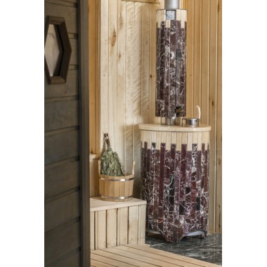 Печь для бани Оптима облицовка - Жадеит + Мрамор Сильвия Оро Экран