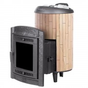 Чугунная банная печь ProMetall Атмосфера L ламели «Окаменевшее дерево» наборный