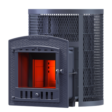 Чугунная банная печь Авангард 24 (П2) в круглой сетке