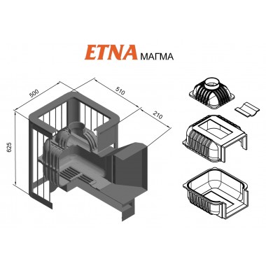 Чугунная банная печь ЭТНА Магма 24 (ДТ-4С) 