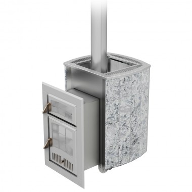 Печь Чародейка М в облицовке из натурального камня Змеевик до 20 м³