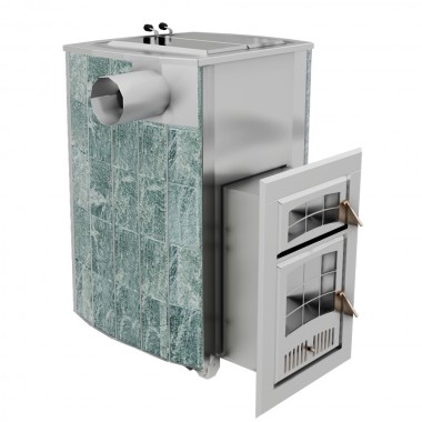 Печь Чародейка Русский пар в облицовке из натурального камня Змеевик до 30 м³