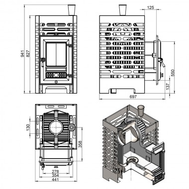 Печь-каменка ASTON «Шторм» (жаропрочный чугун)