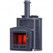 Чугунная банная печь Авангард ЗК 24 (П2) Ураган в круглой сетке