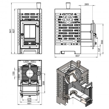 Печь-каменка ASTON Шторм «Шторм» Long (жаропрочный чугун)