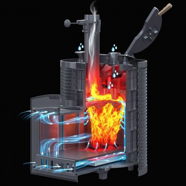 Чугунная банная печь Авангард ЗК 24 (М) Ураган в круглой сетке