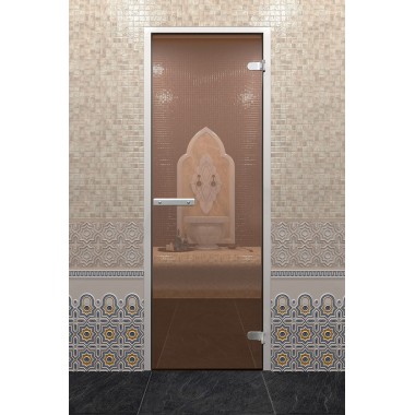 Дверь стеклянная DoorWood 700*1900 "Хамам Лайт Бронза" стекло бронза прозрачная 6 мм, алюминиевая коробка и ручка