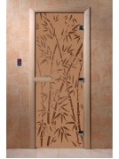  Дверь для бани DoorWood 700*2000 Бамбук и бабочки Бронза матовая
