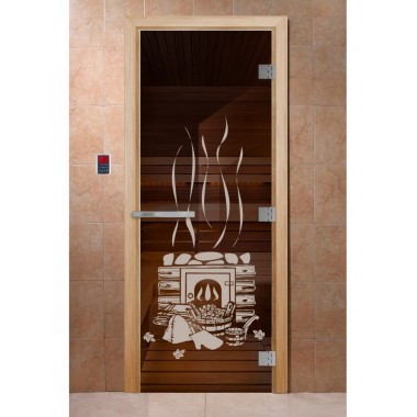  Дверь для сауны DoorWood 700*1900 Эталон Бронза с рисунком