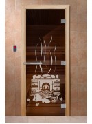  Дверь для сауны DoorWood 700*1900 Эталон Бронза с рисунком