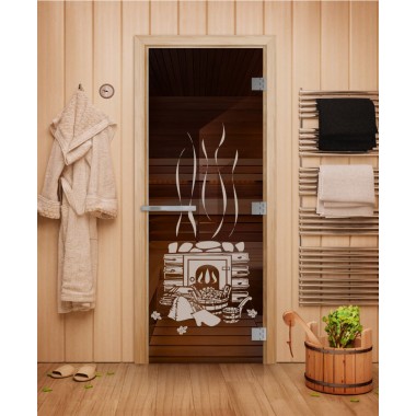  Дверь для сауны DoorWood 700*1900 Эталон Бронза с рисунком