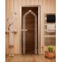 Дверь стеклянная DoorWood 800*1900 "Арка Бронза" стекло бронза прозрачная 8 мм, коробка лиственная, деревянная ручка