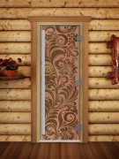  Дверь для бани DoorWood 700*1800 Престиж Хохлома Бронза матовая