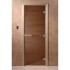 Дверь стеклянная DoorWood 700*1900 "Теплый день" стекло бронза прозрачная 8 мм, коробка лиственная, деревянная ручка