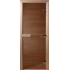 Дверь стеклянная DoorWood 700*2100 "Теплый день" стекло бронза прозрачная 8 мм, коробка лиственная, деревянная ручка
