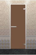 Дверь стеклянная DoorWood 700*1900 "Хамам Лайт Бронза" стекло бронза матовая 6 мм, алюминиевая коробка и ручка