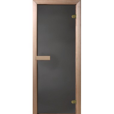 Дверь стеклянная DoorWood 700*1900 "Затмение" стекло графит матовый 6 мм, коробка хвоя, деревянная ручка