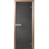 Дверь стеклянная DoorWood 700*1900 "Затмение" стекло графит матовый 6 мм, коробка хвоя, деревянная ручка