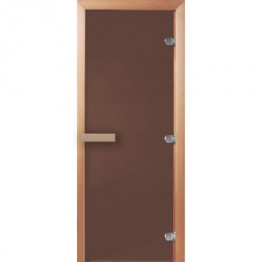 Дверь стеклянная DoorWood 900*2000 "Теплая ночь" стекло бронза матовая 8 мм, коробка лиственная, деревянная ручка