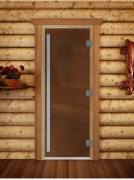 Дверь стеклянная DoorWood 700*2100 "Престиж Бронза матовая" стекло бронза матовая 8 мм, коробка ольха, алюминиевая ручка