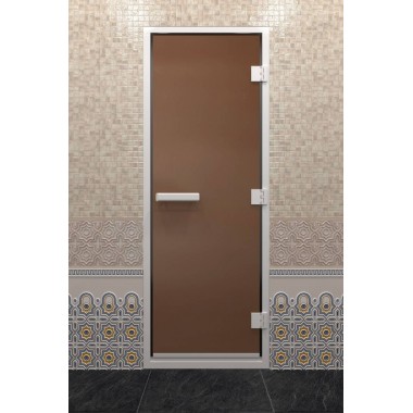 Дверь стеклянная DoorWood 700*1800 "Хамам Бронза матовая" стекло бронза матовая 6 мм, алюминиевая коробка и ручка