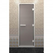 Дверь стеклянная DoorWood 600*1900 "Хамам Сатин" стекло сатин матовый 6 мм, алюминиевая коробка и ручка