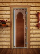  Дверь для бани DoorWood 600*1800 Престиж Восточная Арка Бронза