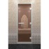 Дверь стеклянная DoorWood 600*2000 "Хамам Бронза" стекло бронза прозрачная 6 мм, алюминиевая коробка и ручка
