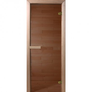 Дверь стеклянная DoorWood 700*2000 "Теплый день" стекло бронза прозрачная 8 мм, коробка лиственная, деревянная ручка
