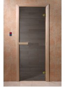 Дверь стеклянная DoorWood 700*1900 "Сумерки" стекло графит прозрачный 6 мм, коробка хвоя, деревянная ручка