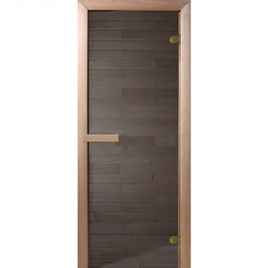 Дверь стеклянная DoorWood 700*1900 "Сумерки" стекло графит прозрачный 6 мм, коробка хвоя, деревянная ручка