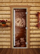  Стеклянная дверь для бани и сауны DoorWood 700*1700 Престиж Лебединое озеро Бронза