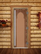 Стеклянная дверь для бани и сауны DoorWood 700*1800 Престиж Восточная Арка Бронза матовая