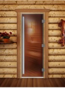 Дверь стеклянная DoorWood 700*2000 "Престиж Бронза" стекло бронза прозрачная 8 мм, коробка ольха, алюминиевая ручка