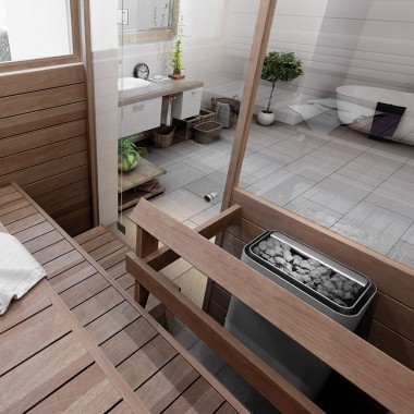 Печь для сауны Helo Vienna 45 STS 4.5 кВт, цвет хром, 12 кг камней