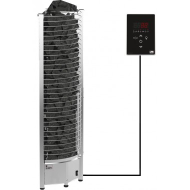 Электрическая печь SAWO Tower TH5-80Ni2-CNR напольная угловая, без пульта, встроенный блок мощности, 8,0 кВт, нержавеющая сталь