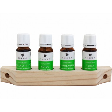 Деревянный набор для сауны Emendo 4 х 10 мл эвкалипт, береза, тление углей, деготь и деревянное крепление