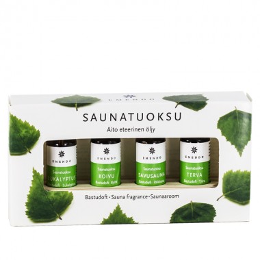 Деревянный набор для сауны Emendo 4 х 10 мл эвкалипт, береза, тление углей, деготь и деревянное крепление