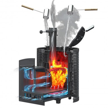 Чугунная банная печь Авангард ЗК 30 (П2) Ураган в круглой сетке