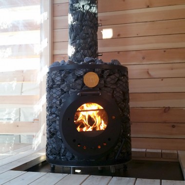 Печь-каменка IKI Mini Plus стальной дверцей "смайл"