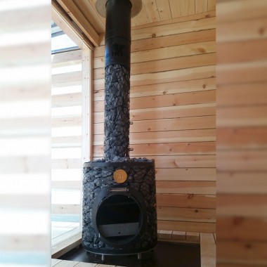 Печь-каменка IKI Mini Plus стальной дверцей "смайл"