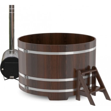Фурако с наружной печью из лиственницы диаметр 180 см, высота 100 см, 25 кВт